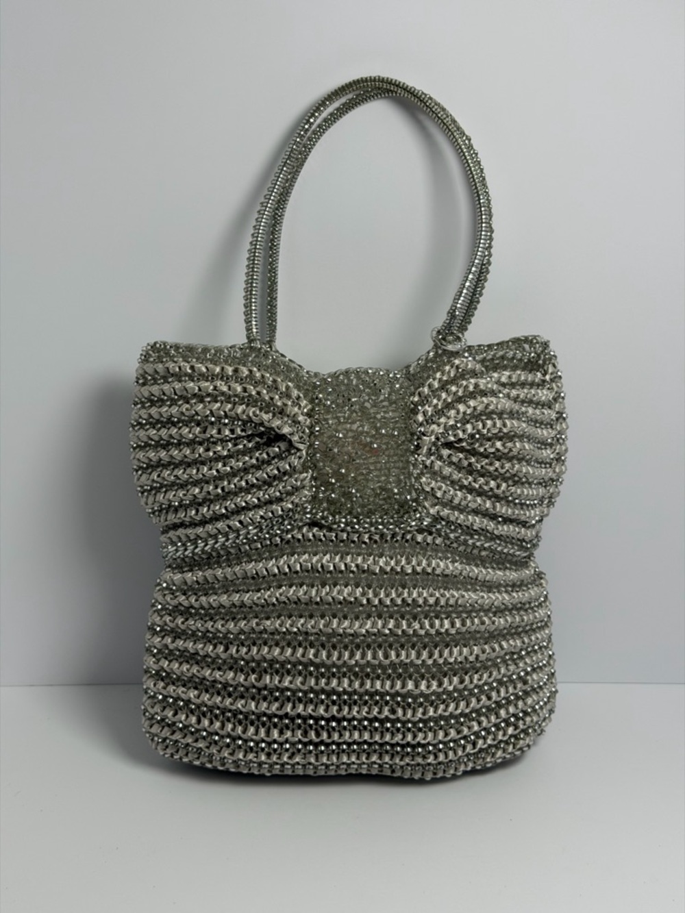 Anteprima Silver PVC Satin Wire Chain Tote Bag Unique